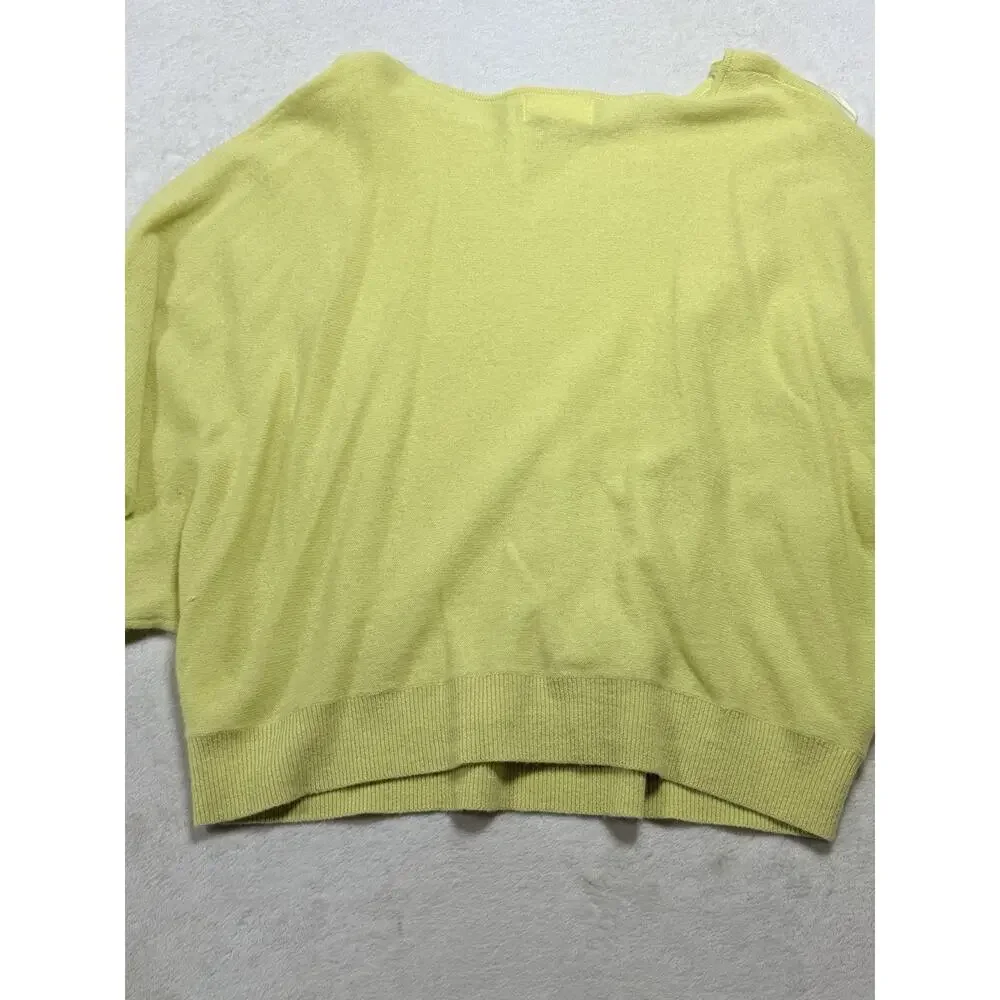 Anthropologie Moth Sz 2X Bat Wing Lime Green Round Neck Bottom Ribbed Sweater